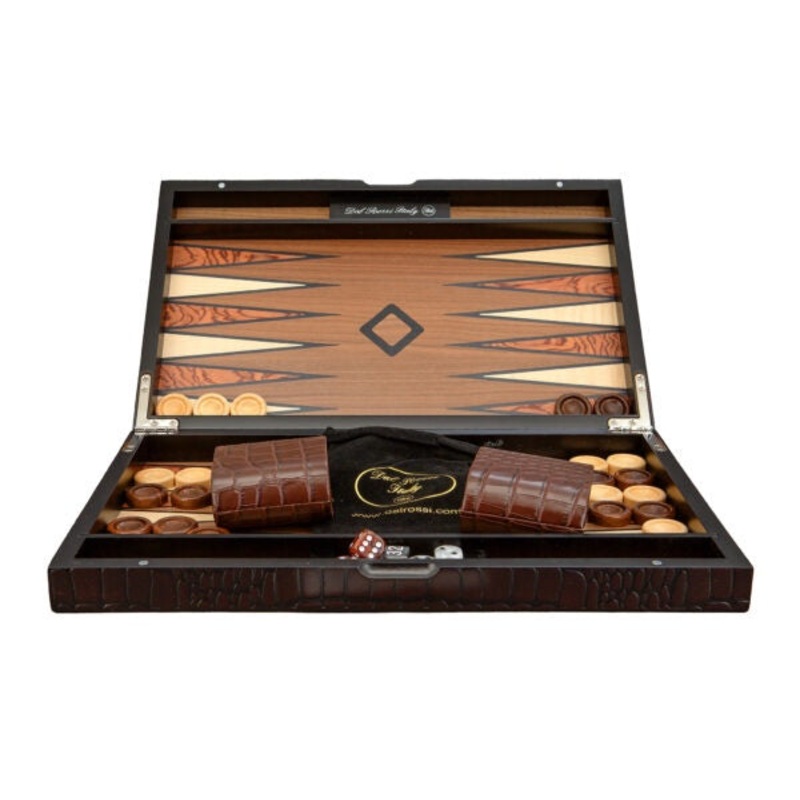 DAL ROSSI | BACKGAMMON 15″ CROC DESIGN LIGHT TAN